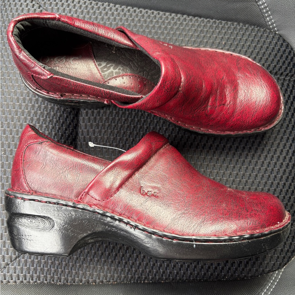 boc Red Leather Clog Mules